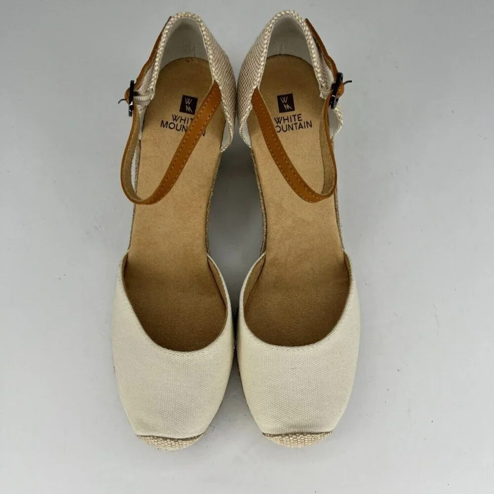 White Mountain W13809 Mamba Womens Beige High Heel Wedge Sandals Size 10M